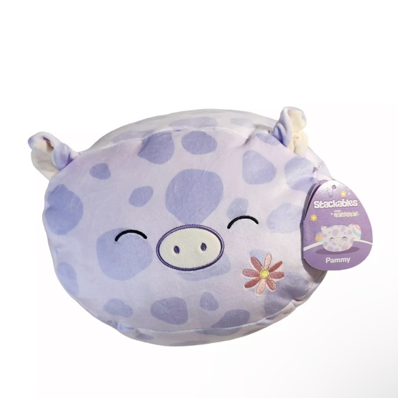 Squishmallows Stackables 12" Pammy Purple Spotted Pig Flower Embroidery 2024 - Picture 1 of 10